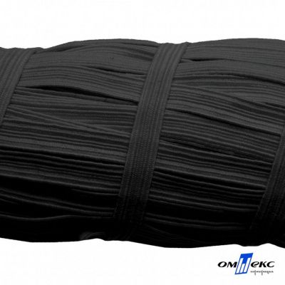 Резиновые нити с текстильным покрытием, шир. 6 мм (55 м/уп), цв.-черный - купить в Ижевске. Цена: 210.75 руб.