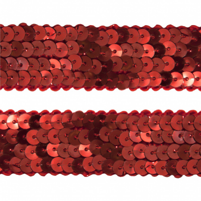 Тесьма с пайетками 3, шир. 20 мм/уп. 25+/-1 м, цвет красный - купить в Ижевске. Цена: 778.19 руб.