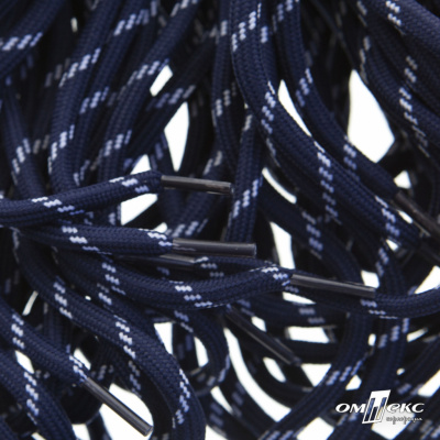 Шнурки #107-19, круглые 130 см, двухцветные цв.тём.синий/белый - купить в Ижевске. Цена: 22.14 руб.