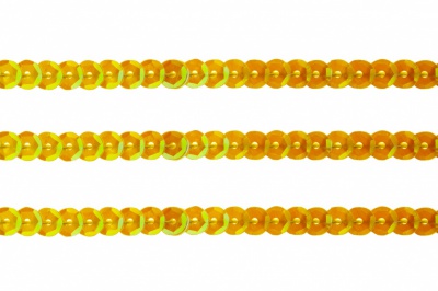 Пайетки "ОмТекс" на нитях, CREAM, 6 мм С / упак.73+/-1м, цв. 92 - золото - купить в Ижевске. Цена: 484.77 руб.
