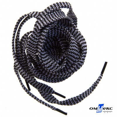 Шнурки #107-07, плоские 130 см, двухцветные цв.серый/чёрный - купить в Ижевске. Цена: 23.03 руб.