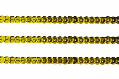 Пайетки "ОмТекс" на нитях, SILVER-BASE, 6 мм С / упак.73+/-1м, цв. А-1 - т.золото - купить в Ижевске. Цена: 468.37 руб.