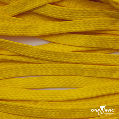 Шнур плетеный (плоский) d-12 мм, (уп.90+/-1м), 100% полиэстер, цв.269 - жёлтый - купить в Ижевске. Цена: 8.62 руб.