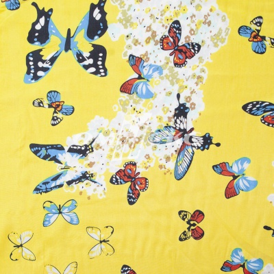 Плательная ткань "Софи" 7.2, 75 гр/м2, шир.150 см, принт бабочки - купить в Ижевске. Цена 241.49 руб.