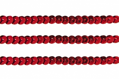 Пайетки "ОмТекс" на нитях, SILVER-BASE, 6 мм С / упак.73+/-1м, цв. 3 - красный - купить в Ижевске. Цена: 468.37 руб.