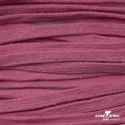 Шнур плетеный d-8 мм плоский, 70% хлопок 30% полиэстер, уп.85+/-1 м, цв.1029-розовый - купить в Ижевске. Цена: 735 руб.