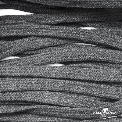 Шнур плетеный d-8 мм плоский, 70% хлопок 30% полиэстер, уп.85+/-1 м, цв.1027-серый - купить в Ижевске. Цена: 735 руб.