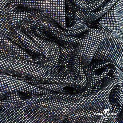 Трикотажное полотно голограмма, шир.140 см, #601-хамелеон чёрный - купить в Ижевске. Цена 452.76 руб.
