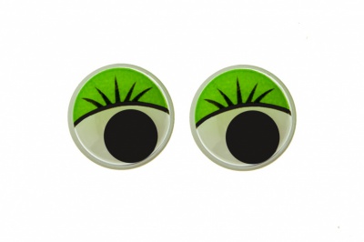 Глазки для игрушек, круглые, с бегающими зрачками, 15 мм/упак.50+/-2 шт, цв. -зеленый - купить в Ижевске. Цена: 113.01 руб.