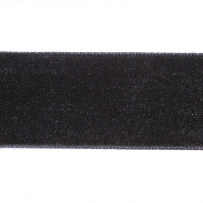 Лента бархатная нейлон, шир.25 мм, (упак. 45,7м), цв.03-черный - купить в Ижевске. Цена: 800.84 руб.