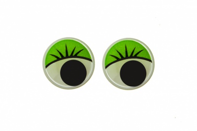 Глазки для игрушек, круглые, с бегающими зрачками, 12 мм/упак.50+/-2 шт, цв. -зеленый - купить в Ижевске. Цена: 95.04 руб.