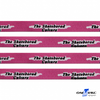 Тесьма отделочная (киперная) 10 мм, 100% хлопок,"THE SKATEBOARD CULIURE"(45 м) цв.121-26 -яр.розовый - купить в Ижевске. Цена: 850.62 руб.