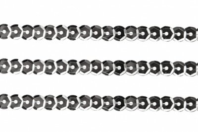 Пайетки "ОмТекс" на нитях, SILVER-BASE, 6 мм С / упак.73+/-1м, цв. 1 - серебро - купить в Ижевске. Цена: 468.37 руб.