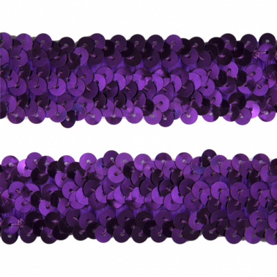 Тесьма с пайетками 12, шир. 30 мм/уп. 25+/-1 м, цвет фиолет - купить в Ижевске. Цена: 1 098.48 руб.