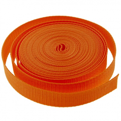 Стропа текстильная, шир. 25 мм (в нам. 50+/-1 ярд), цвет оранжевый - купить в Ижевске. Цена: 409.94 руб.