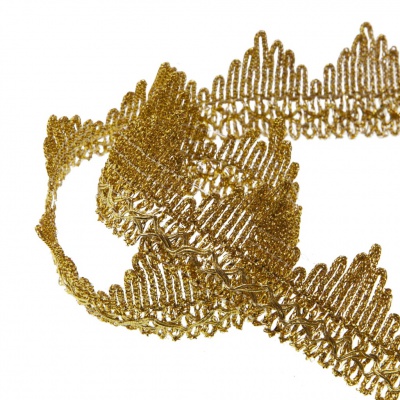 Тесьма металлизированная 0384-0240, шир. 40 мм/уп. 25+/-1 м, цвет золото - купить в Ижевске. Цена: 490.74 руб.