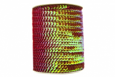 Пайетки "ОмТекс" на нитях, CREAM, 6 мм С / упак.73+/-1м, цв. 96 - красный - купить в Ижевске. Цена: 484.77 руб.