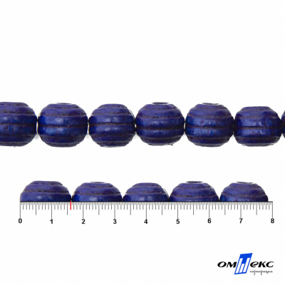 0309-Бусины деревянные "ОмТекс", 16 мм, упак.50+/-3шт, цв.006-синий - купить в Ижевске. Цена: 62.22 руб.